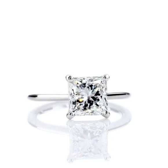 3.00 Ct Princess Brilliant Cut Moissanite Ring - Picture 1 of 5